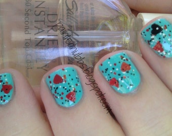 Off With Their Heads - Red Black White Heart Glitter Topper Nail Polish