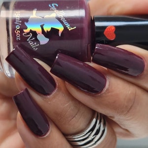 Dark burgundy red creme indie nail polish - Spellbound Nails Bewitched