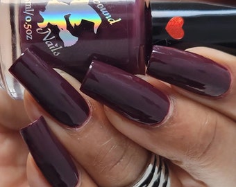 Dark burgundy red creme indie nail polish - Spellbound Nails Bewitched