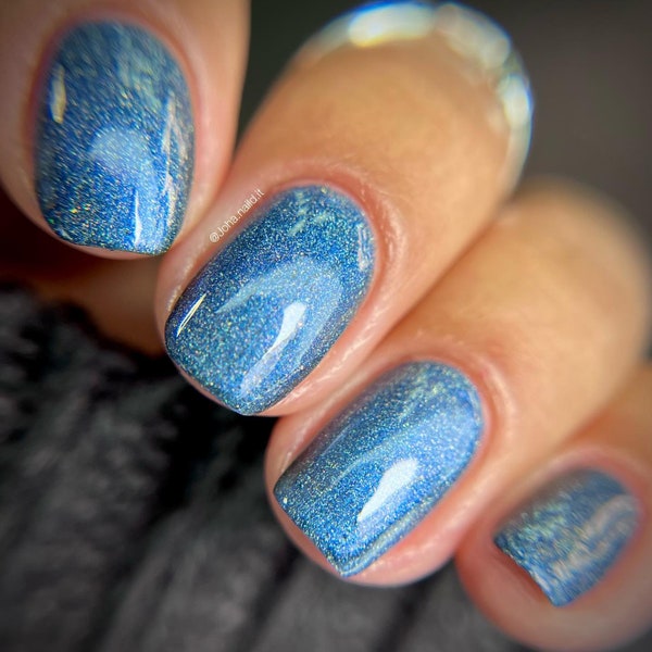 Old Soul - custom handcrafted blue holographic nail polish