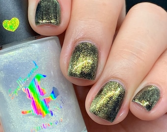 Pyrite - White Interference Gold Color Shifting Nail Polish, Gold Shift Indie Topper