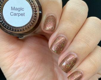 Magic Carpet - custom handcrafted bronze gold holographic glitter nail polish