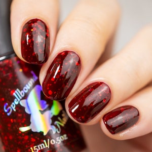 Dionysus - Greek Gods and Goddesses [wine red nail polish with red holographic glitter]