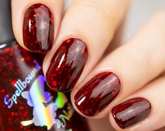 Dionysus - Greek Gods and Goddesses [wine red nail polish with red  holographic glitter]