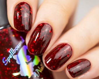 Dionysus - Greek Gods and Goddesses [wine red nail polish with red holographic glitter]