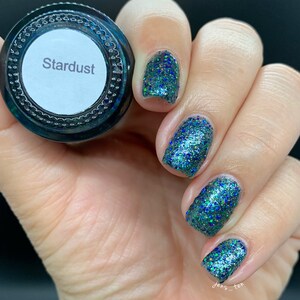 Stardust Custom Handcrafted Blue Glitter Topper Nail Polish - Etsy