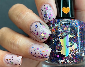 Halloween glitter topper indie nail polish | Spellbound Nails Goety