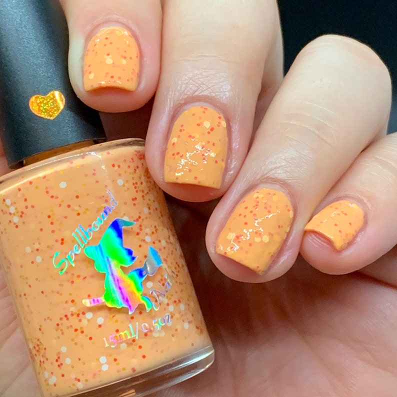 Sunny Side Up custom pastel orange creme glitter nail polish image 1