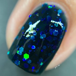 Hidden Depths custom handcrafted dark blue jelly nail polish image 7