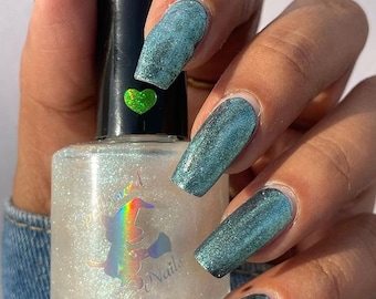 White iridescent green color shifting nail polish - Spellbound Nails Malachite