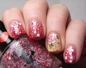 Love & Devotion - Pink Red White Glitter Nail Polish Topper