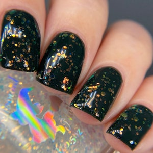 Iridescent orange green glitter topper | indie nail polish | Spellbound Nails Orange Ice