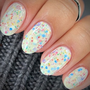 Cake Batter cream crelly with rainbow glitter indie nail polish - Spellbound Nails Upelkuchen