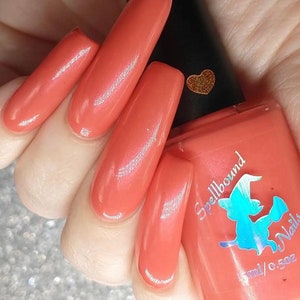 Sun-Kissed - custom March Orange coral shimmer nail polish