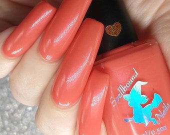 Sun-Kissed - custom March Orange coral shimmer nail polish
