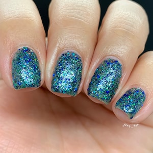 Stardust Custom Handcrafted Blue Glitter Topper Nail Polish - Etsy