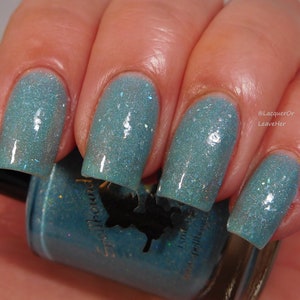 Sloth custom Seven Deadly Sins light blue holographic silver micro shred glitter nail polish image 6