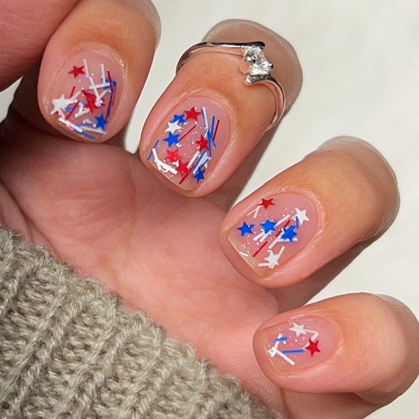 Bombs Bursting in Air - Stars Bars and Shimmer Nail Polish Glitter Topper