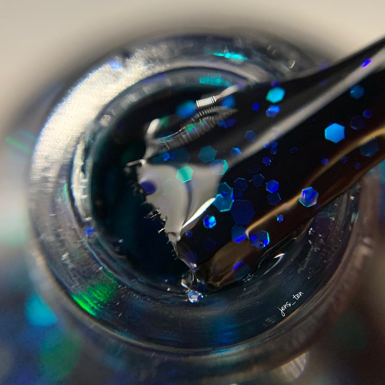 Hidden Depths custom handcrafted dark blue jelly nail polish image 8