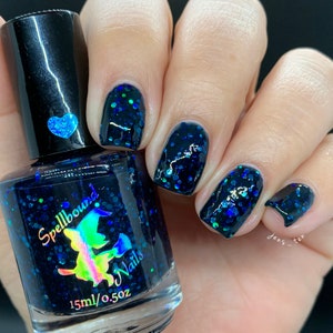 Hidden Depths custom handcrafted dark blue jelly nail polish image 1
