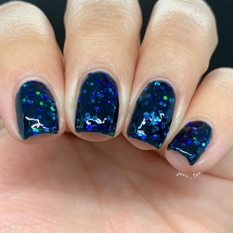 Hidden Depths custom handcrafted dark blue jelly nail polish image 6