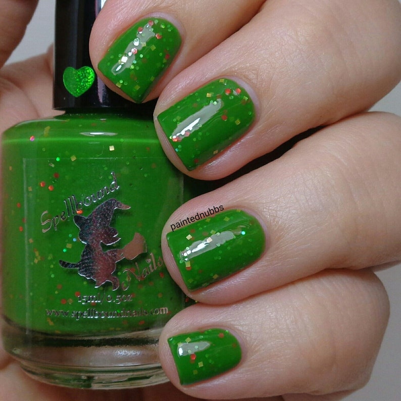 Basilisk custom handcrafted snake green glitter witchcraft and wizardry nail polish image 4