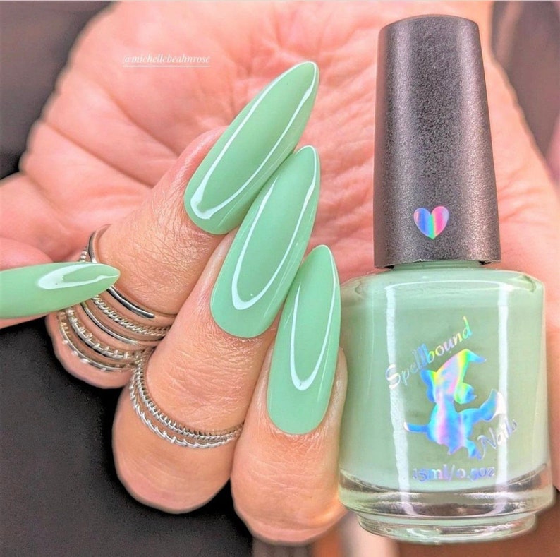 Mint Frappe Green Mint Creme Nail Polish with optional scent image 6