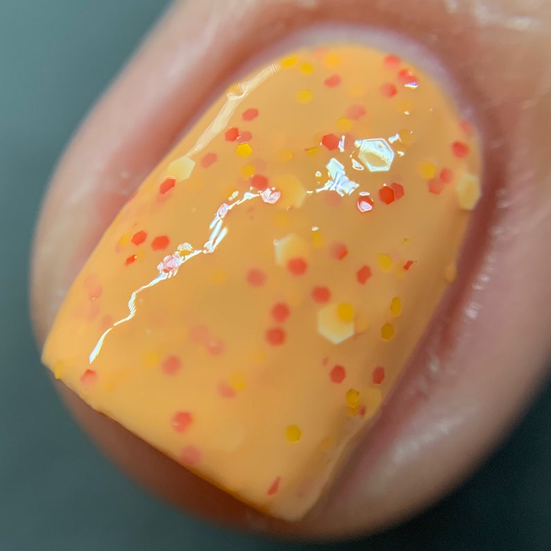 Sunny Side Up custom pastel orange creme glitter nail polish image 5