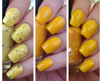 MINI May Yellows - custom yellow jelly crelly glitter topper nail polish