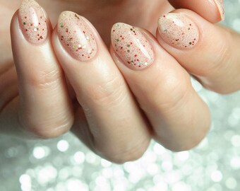 Victorian Ruby - red and gold holographic glitter topper nail polish