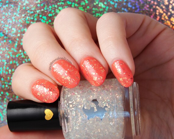 Sun Kissed Custom March Orange Coral Shimmer Nail Polish Etsy