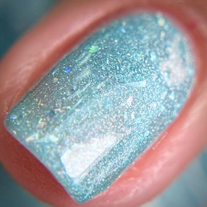 Sloth custom Seven Deadly Sins light blue holographic silver micro shred glitter nail polish image 3