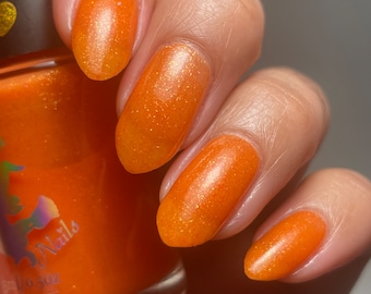 Helios - Greek Gods and Goddesses [orange nail polish with golden orange shimmer glow in the dark]