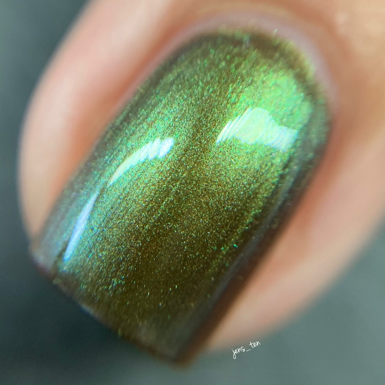 Murky Bog Water custom handcrafted multi-chrome bronze green blue gold nail polish Bild 7