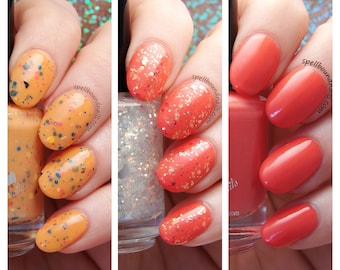 March Oranges - custom orange crelly shimmer glitter nail polish