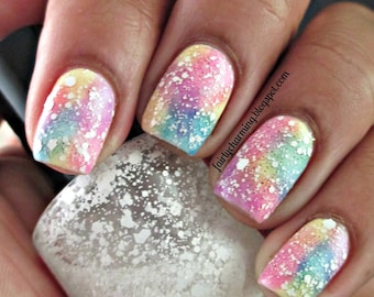 White glitter topper indie nail polish - Spellbound Nails Pishsalver