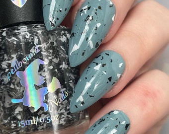 Black and white shred glitter topper indie nail polish - Spellbound Nails Salt & Pepper