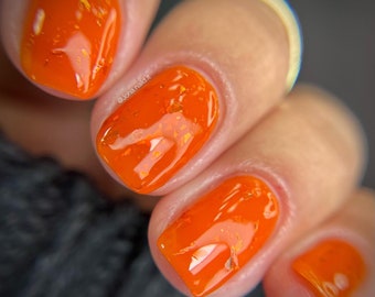 Bandy Legged Cat - custom handcrafted orange flakie shred glitter nail polish