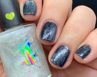 White iridescent silver color shifting indie nail polish - Spellbound Nails Galena