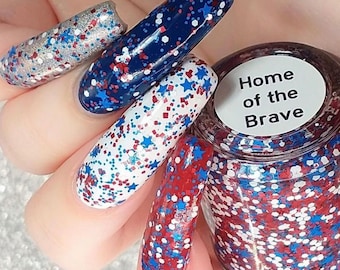 Home of the Brave - Red White Blue Glitter Topper Nail Polish