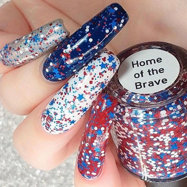 Home of the Brave - Red White Blue Glitter Topper Nail Polish