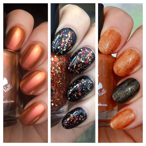 April Oranges Custom Rainbow Monthly Orange Multichrome Glitter Topper Glow  in the Dark Nail Polish 