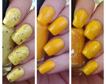 May Yellows - custom yellow crelly jelly glitter topper