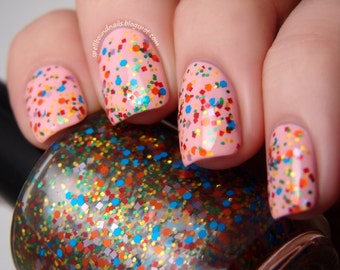 Shattered Rainbow - Rainbow Matte Glitter Nail Polish, Colorful Glitter Topper