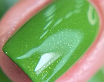 Earthy green shimmer indie nail polish - Spellbound Nails Pan