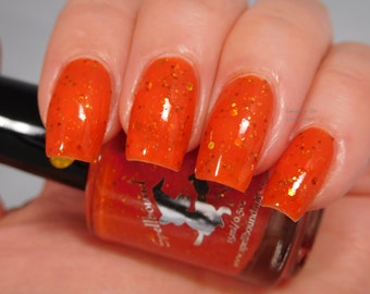 Pumpkin Spice Latte *with optional scent* - custom orange jelly holographic gold copper shred glitter nail polish