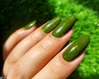 Midnight Toker - yellow green flake glitter indie nail polish