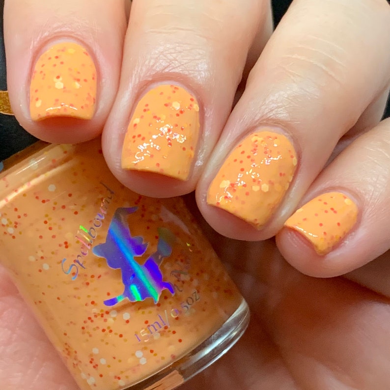Sunny Side Up custom pastel orange creme glitter nail polish image 3
