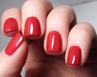 Cheeks Tinted Red - Valentine's Day bright red holographic indie nail polish