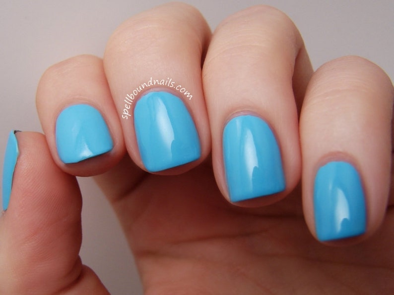 Airy Berry Sky Blue Creme Nail Polish with optional scent image 3